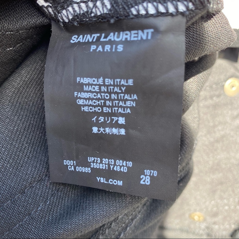Saint Laurent Black And White “Baby Cat” Leopard Print Coated Jeans NWT - Picture 8 of 11